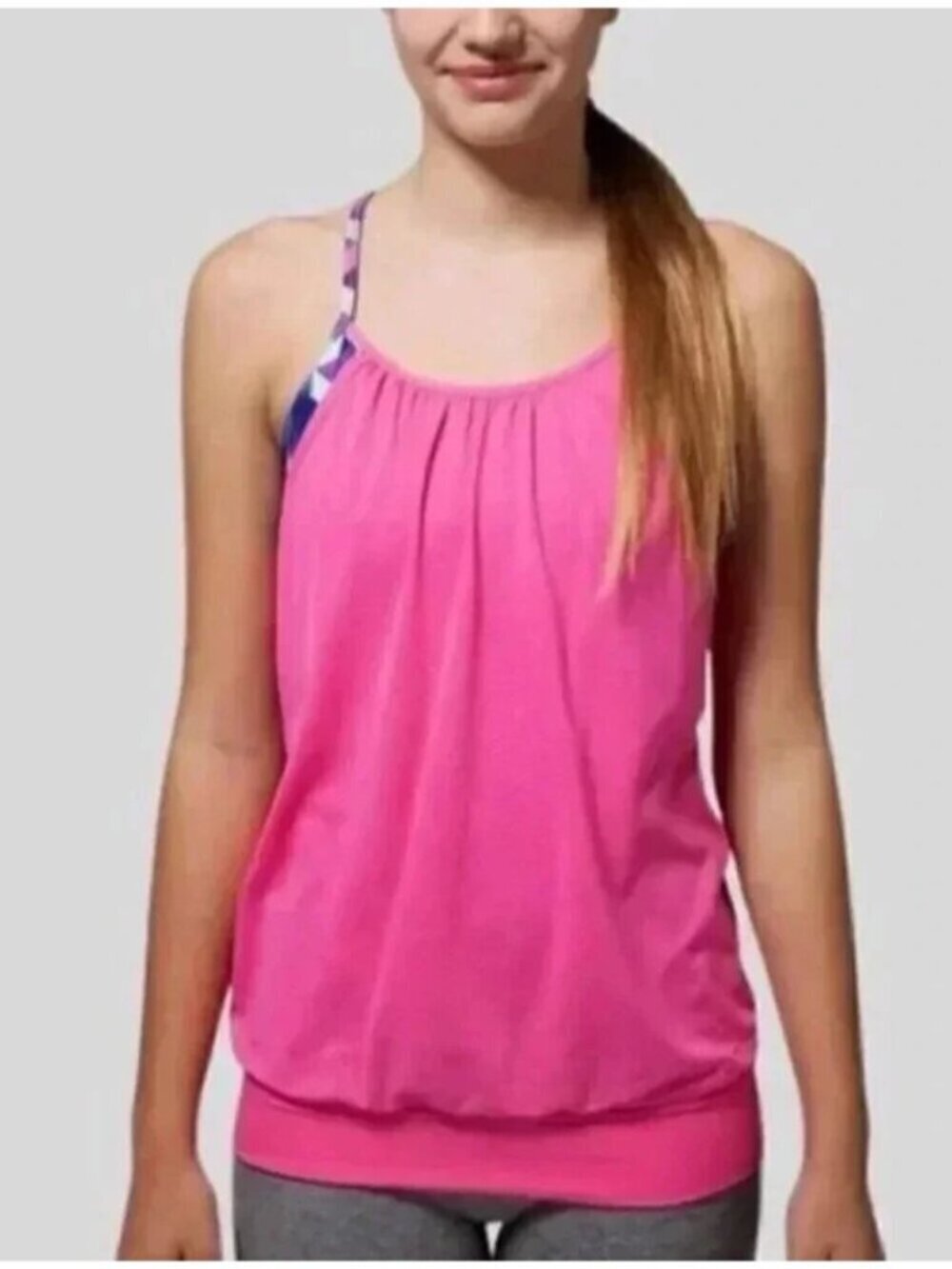 NWT Lululemon Ivivva Double Dutch Tank Top Pink Blue Athletic Size 14
